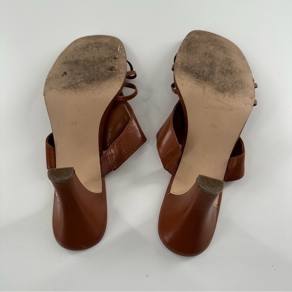 AM Ann Marino womens heels size 8 tan leather square toe slides vintage 80s 90s - Picture 7 of 13